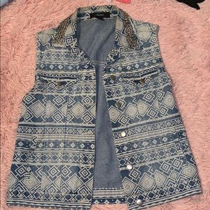 Patterned jean vest